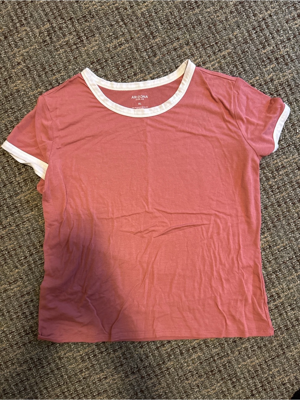 Arizona Jean Company Rose Pink Ringer Short Sleeve Tee